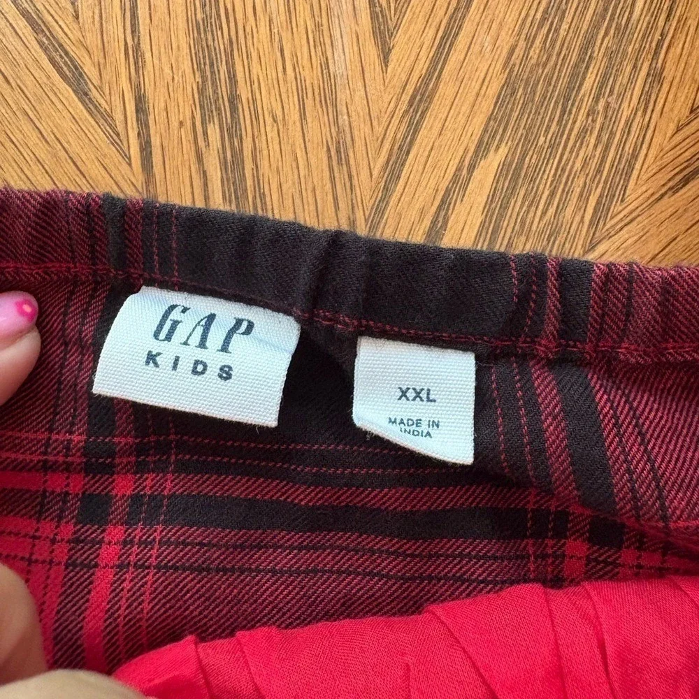 Gap Kids Girls Red Black Buffalo Plaid Smocked Long Sleeve‎ Dress XXL 14 16